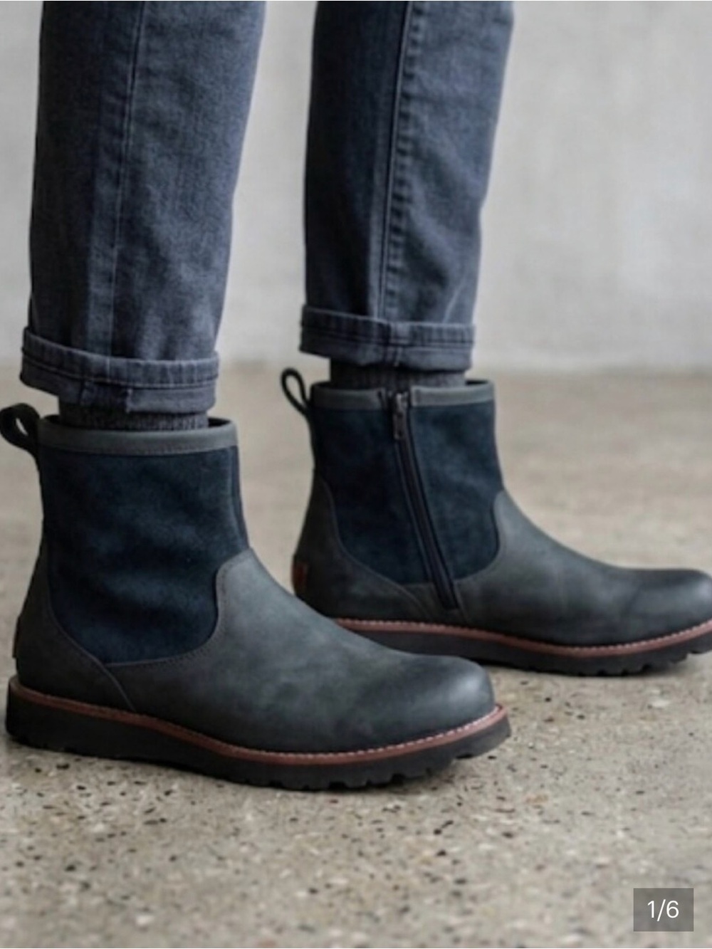UGG Men's Hendren Black Waterproof Shearling Fur Lined Side Zip Boots Size 12
